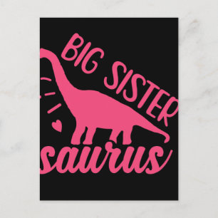 Big Sister Saurus in Pink Postcard