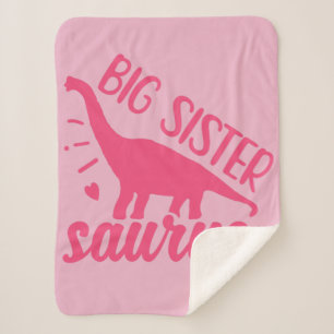 Big Sister Saurus in Pink Sherpa Blanket