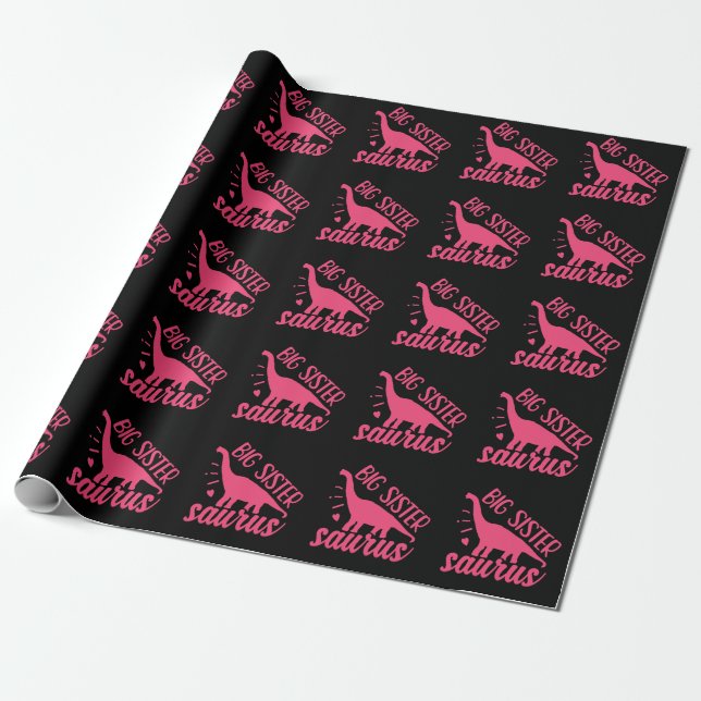 Big Sister Saurus in Pink Wrapping Paper (Unrolled)