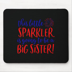 Big Sister Sparkler 4th Of July Pregnancy Announce Mouse Mat