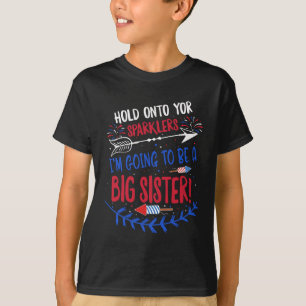 Big Sister Sparkler 4th Of July Pregnancy Announce T-Shirt