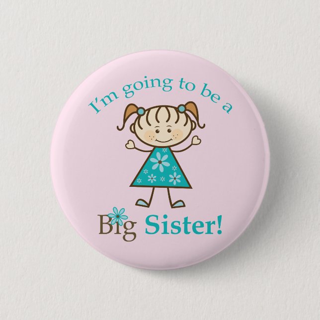 Big Sister Stick Figure 6 Cm Round Badge (Front)
