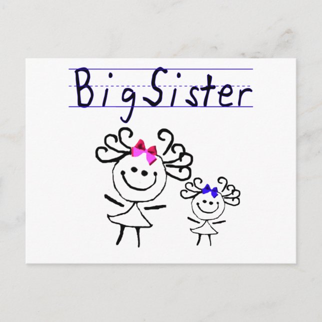 Big sister stick figure postcard (Front)