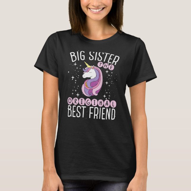 Big Sister The Original Best Friend Backprint Big  T-Shirt (Front)