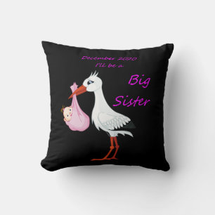 Big Sister Throw Pillow Baby Stork December 2020
