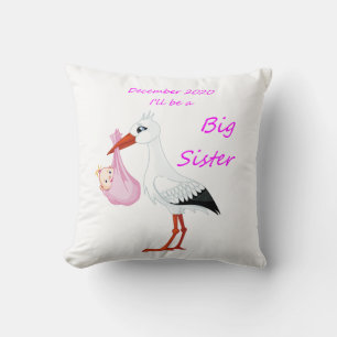 Big Sister Throw Pillow Baby Stork December 2020