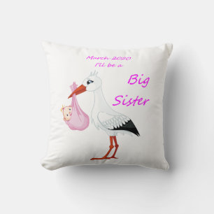 Big Sister Throw Pillow Baby Stork March 2020