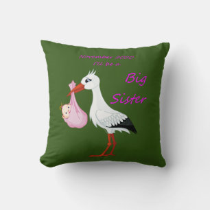 Big Sister Throw Pillow Baby Stork November 2020