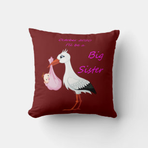 Big Sister Throw Pillow Baby Stork October 2020