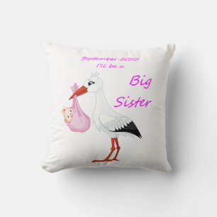 Big Sister Throw Pillow Baby Stork September 2020