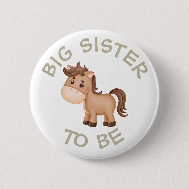Big Sister to be Baby Shower Button Wild One Zoo (Front)