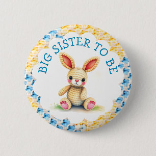Big Sister to Be Boy's Baby Shower 6 Cm Round Badge