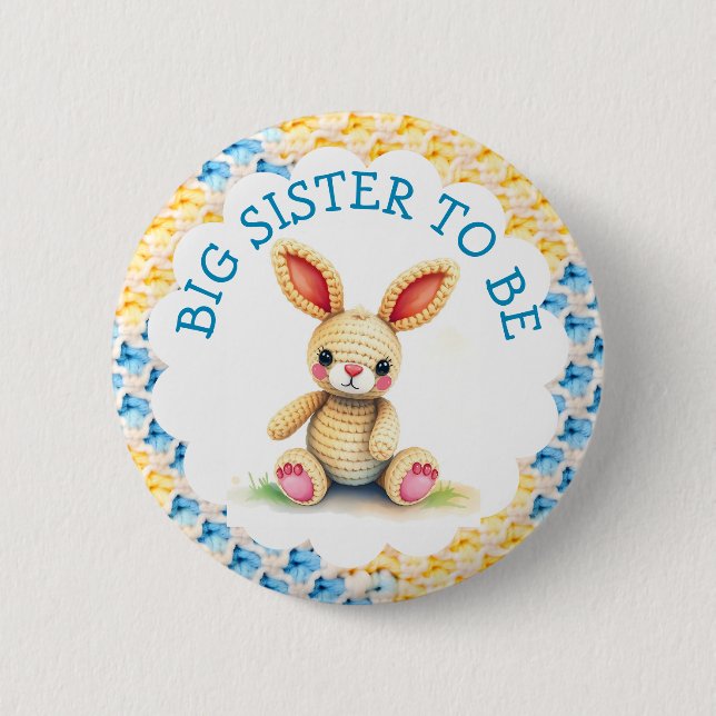 Big Sister to Be | Boy's Baby Shower 6 Cm Round Badge (Front)