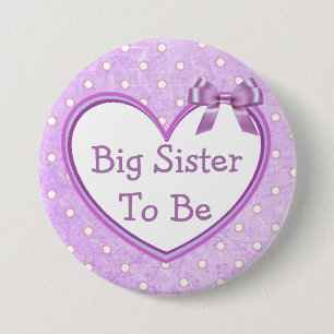 Big Sister to be Purple Baby Shower Button