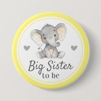 Big Sister to be Sis Yellow Elephant Baby Shower