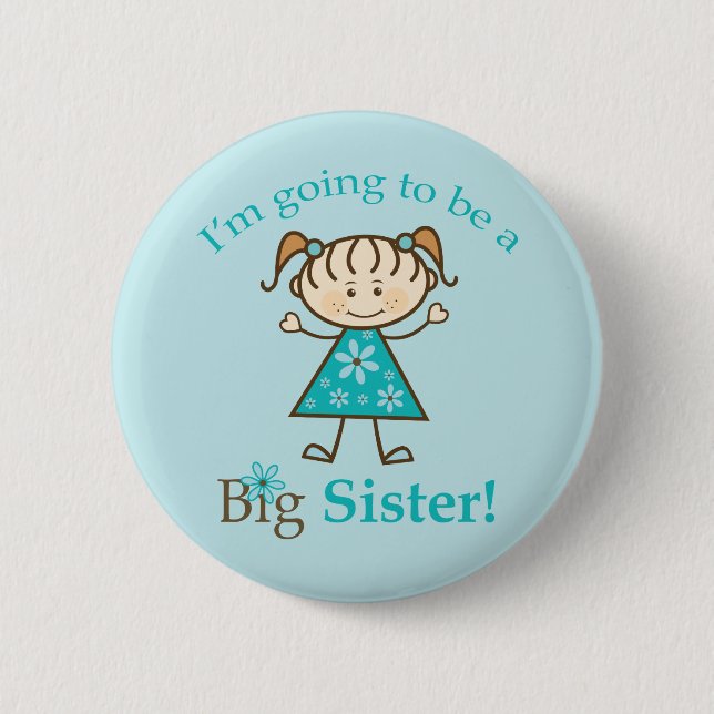 Big Sister To Be Stick Figure 6 Cm Round Badge (Front)