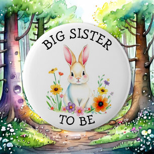 Big Sister to be Woodland Creatures Baby Shower 6 Cm Round Badge
