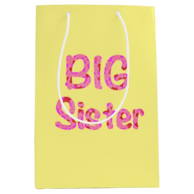 Big Sister Typography Mosaic Text Medium Gift Bag (Front)
