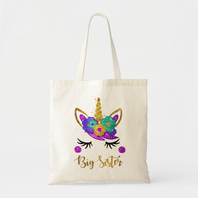 Big Sister Unicorn Birthday Girl Unicorn 1372 Tote Bag (Front)
