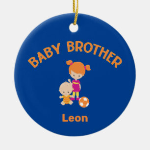 Big Sister with Baby Brother Baby's Name Year Ceramic Tree Decoration