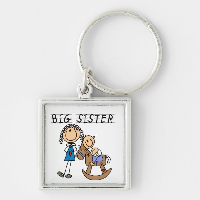 Big Sister With Baby Brother Gifts Key Ring (Front)