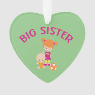 Big Sister with Baby Brother Heart Christmas Tree Ornament