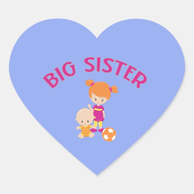 Big Sister with Baby Brother Heart Shaped Heart Sticker (Front)