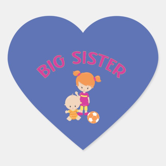 Big Sister with Baby Brother Heart Shaped Heart Sticker (Front)