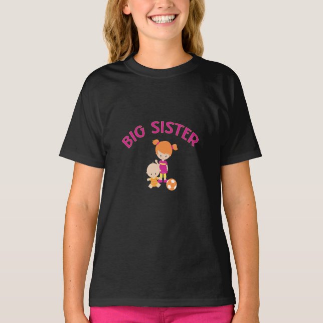 Big Sister with Baby Brother Proud Sister T-Shirt (Front)