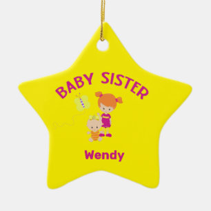 Big Sister with Baby Sister Name Year Star Ceramic Tree Decoration