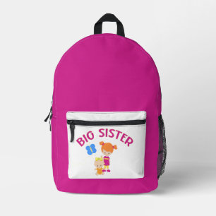 Big Sister with Baby Sister Personalised Name Printed Backpack