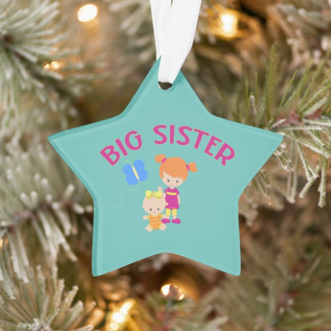 Big Sister with Baby Sister Personalised Star Ornament (Tree)