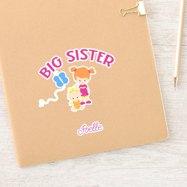 Big Sister with Baby Sister Personalised   Sticker (Notebook)