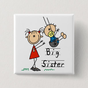Big Sister with Little Brother Tshirts and Gifts 15 Cm Square Badge