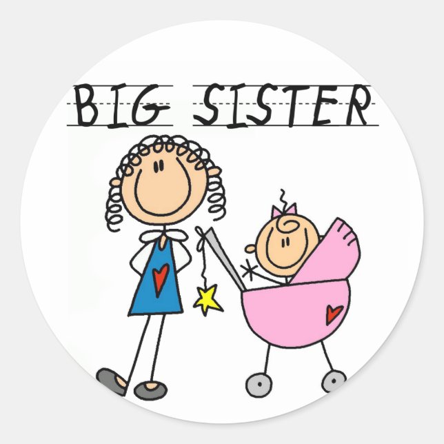 Big Sister with Little Sis Tshirts Classic Round Sticker (Front)