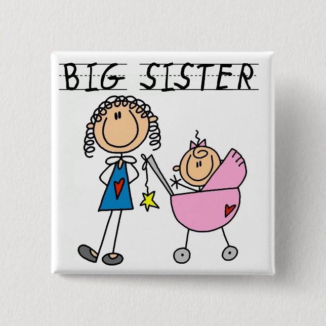 Big Sister with Little Sister T-shirts and Gifts 15 Cm Square Badge (Front)