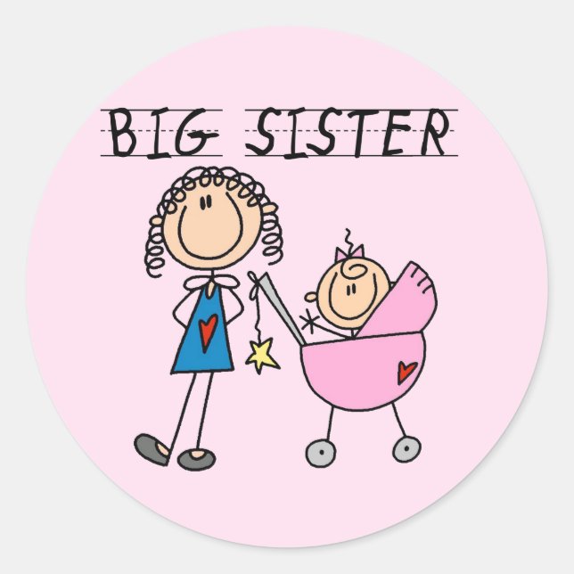 Big Sister with Little Sister T-shirts and Gifts Classic Round Sticker (Front)