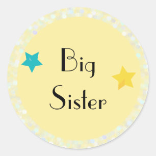 Big Sister with Stars Classic Round Sticker