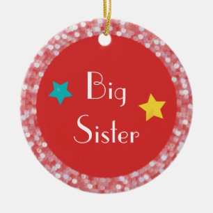 Big Sister with Stars Personalized Back Ceramic Tree Decoration