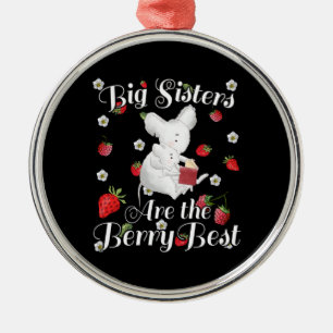 Big Sisters Berry Best - Mouse Strawberry Pun Metal Tree Decoration