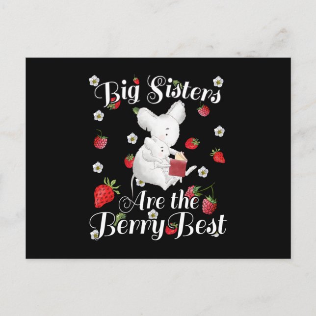 Big Sisters Berry Best - Mouse Strawberry Pun Postcard (Front)