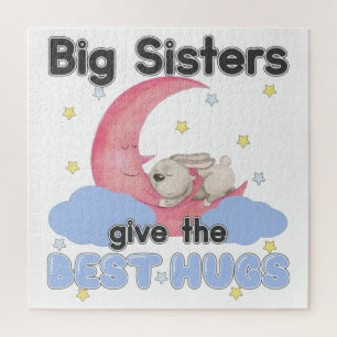 Big Sisters Give the Best Hugs - Moon Bunny Jigsaw Puzzle