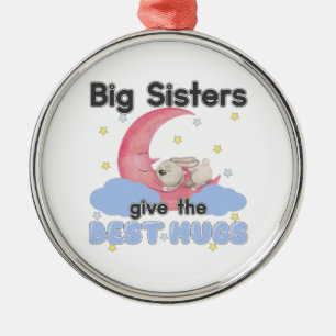Big Sisters Give the Best Hugs - Moon Bunny Metal Tree Decoration