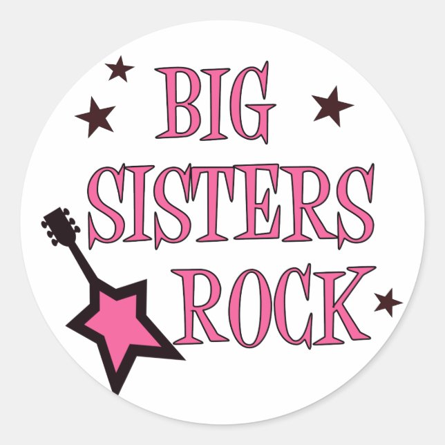 Big Sisters Rock Classic Round Sticker (Front)