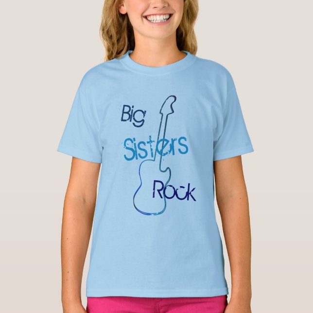 Big Sisters Rock in Blue T-Shirt (Front)