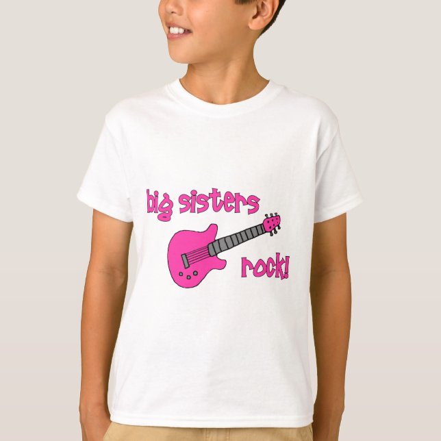 Big Sisters Rock! with Pink Guitar T-Shirt (Front)