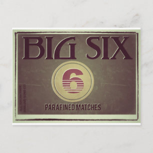 Big Six Old Label Postcard