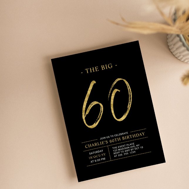 Big Sixty | Gold & Black 60th Birthday Party Invitation (Creator Uploaded)