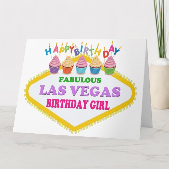 BIG SIZE HAPPY BIRTHDAY LAS VEGAS GIRL CARD (Front)