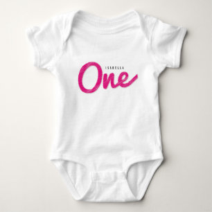 Big Sketch One Pink Baby Girl First Birthday Party Bodysuit
